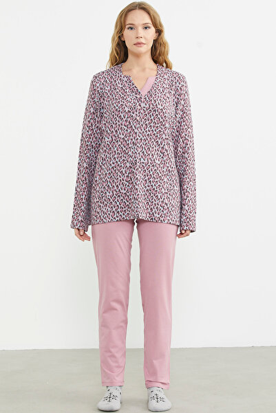 Sementa Удобен пижамен комплект с розов леопардов шарка