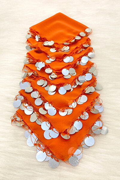 ZEYMERADE منديل شيفون برتقالي فضي 5 قطع، العروس والعريس وحفلات الزفاف والحناء...