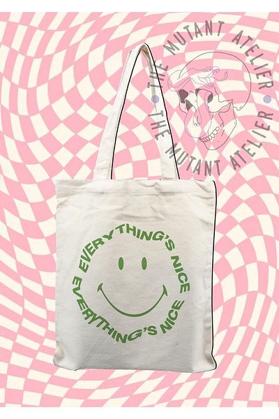 GİFTORA Smile Printed Raw Cloth Bag 35x40 Cm