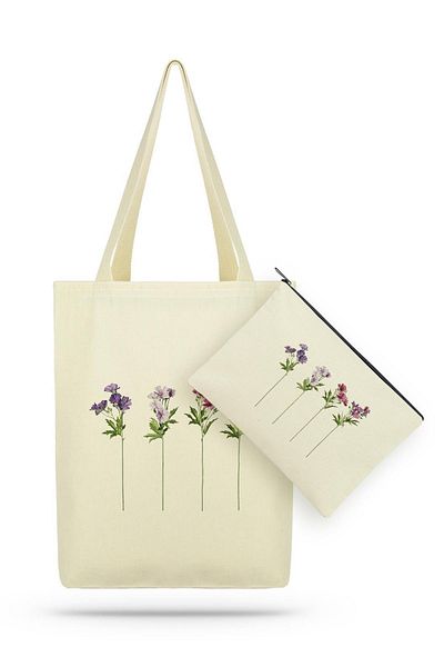 Çınar Bez Çanta Pachet tote bag din pânză cu flori lungi cu ramuri