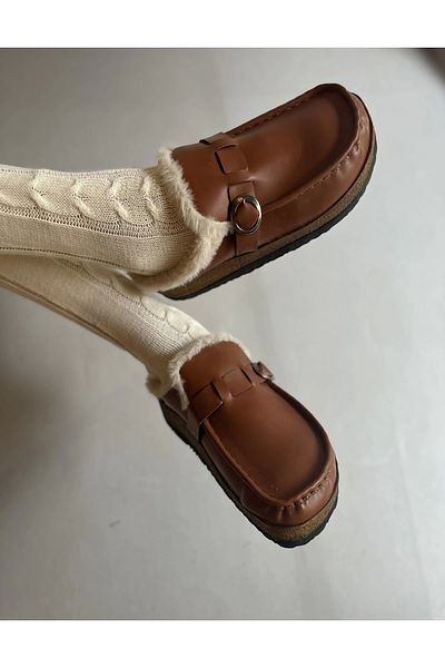 moneta boutique Γυναικείες Γούνινες Ορθοπεδικές Δερμάτινες Παντόφλες -Ταν