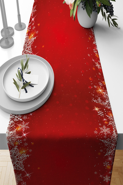 Viva Home Kırmızı Yeniyıl Yılbaşı Noel Christmas Runner Masa Örtüsü 40x140cm RNR632