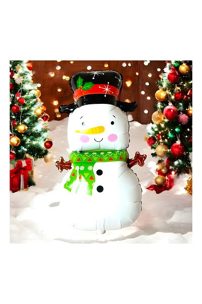 kidspartim New Year's Snowman Themed Foil Balloon 80X43 cm