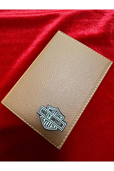 ATTA PAZARLAMA حامل ترخيص من الجلد البني الشبكي المنقوش من ماركة Harley، وحاف...