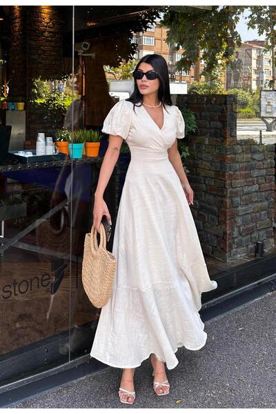 Angel Mia Rochie de in bej - cu două rânduri de nasturi și cu legături