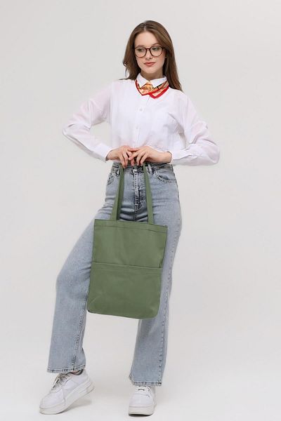 Bagg Mint Green Gabardine Bag with 3 Pockets