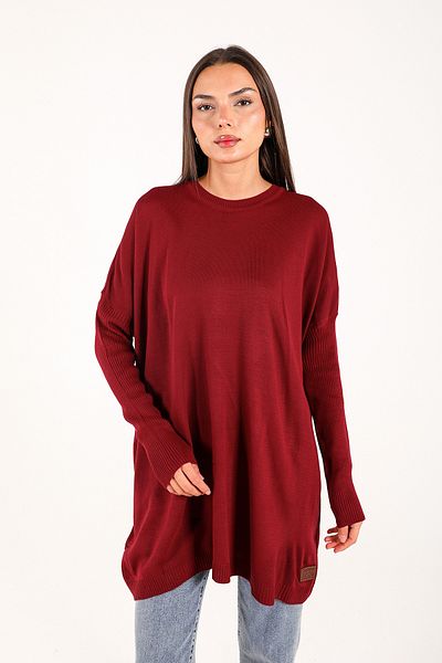 Melike Tatar Claret Red Basic Knitwear Tunic 70-2171