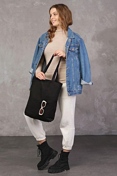 Bagg Black Gabardine Bag with 3 Pockets