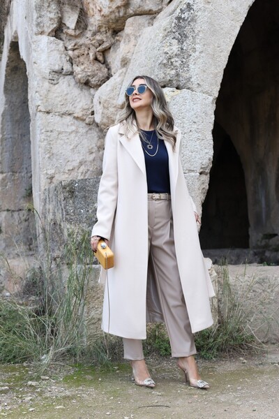 bytugcekaya Palton din cașmir căptușit cu piatră