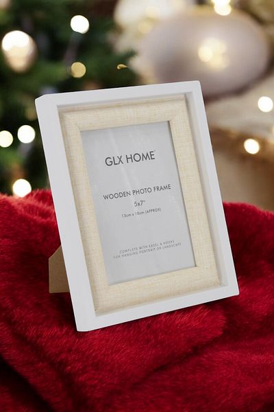 Muyika Design White Wood Frame - Single, 13 X 18cm, Fabric Detail, Decorative Photo Frame Afç-1318