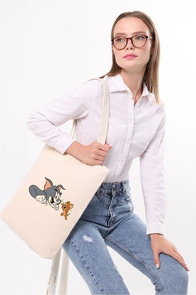 Çınar Bez Çanta Geantă tote cu imprimeu Tom și Jerry din pânză