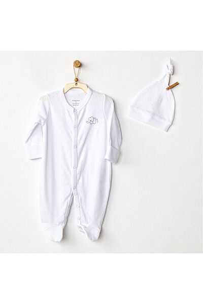 andywawa Baby Jumpsuit Set Romper Hat Set Jacquard Basic AC24708