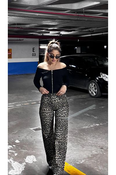 Daves Leopard Print Straight Jeans