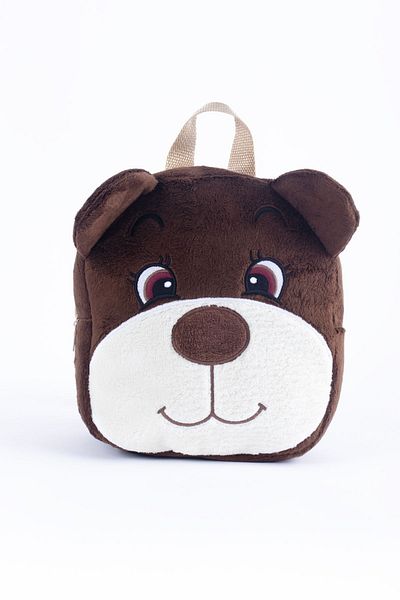 KidHug Gogo Kids Bag Premium Embroidered and Printed - Bear, Feather Fabric, 0-6 Years