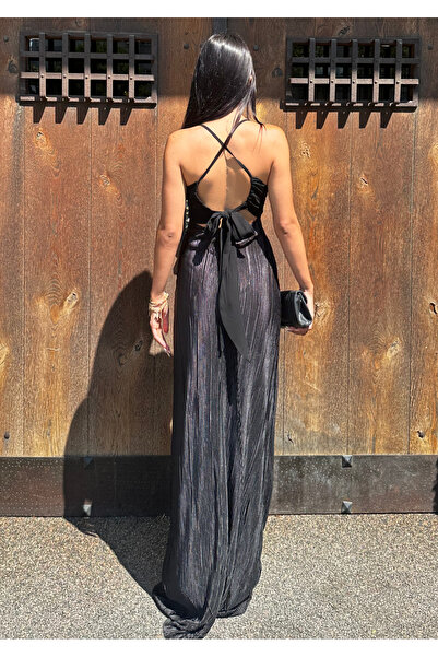 Angel Mia Metis Piliseli Elbise Siyah