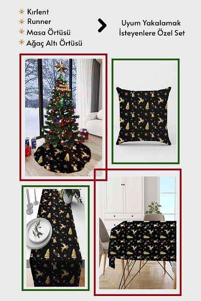 Viva Home Black New Year New Year Christmas Christmas Tablecloth Mso539