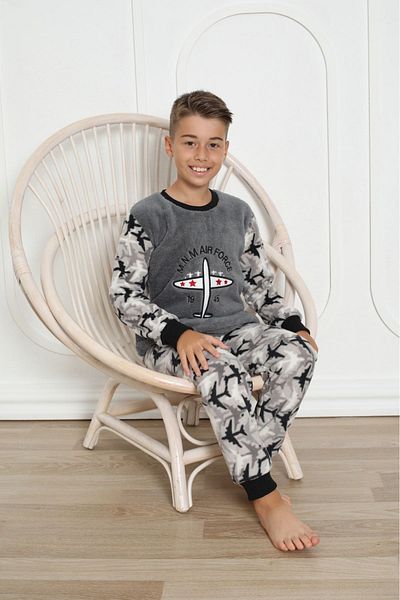 sharin Boys' Patterned Winter Welsoft Fleece Pajamas Set 15D-1827