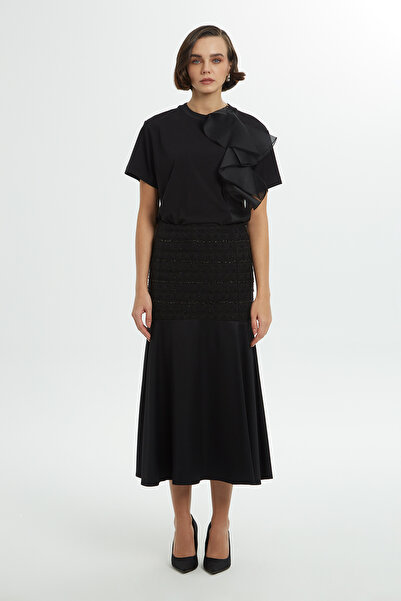 GİZİA Üst Kısım Payetli Siyah Midi Etek