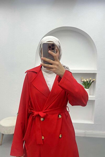 Pardesü Dünyası Trençkot Kırmızı