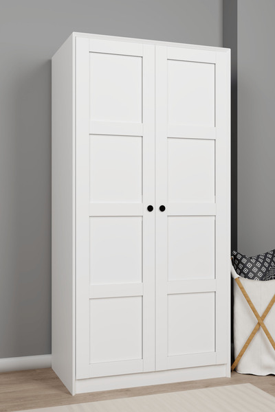 midoser Lucas 2 Kapaklı Elbise Dolabı Ve Çok Amaçlı Dolap - Mat Beyaz