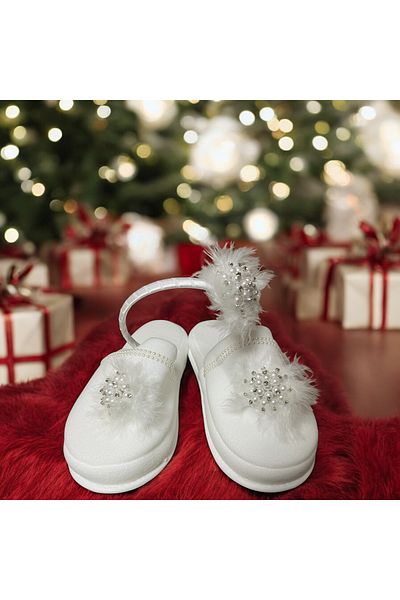 SavBrand Women's Puerperal Slippers and Crown with Feather Pearls