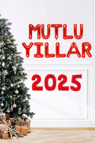 PEKSHOP Happy Birthday 2025 Balloon Set Letter and Number 2025 Christmas Balloon Ornament Set