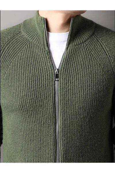 COOL TARZ Men's Stand Collar Zippered Slim Fit Knitwear Cardigan