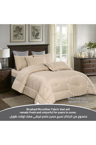 Donetella 6-Pcs King Size Striped Comforter 260x 240 cm With 350 GSM Filling