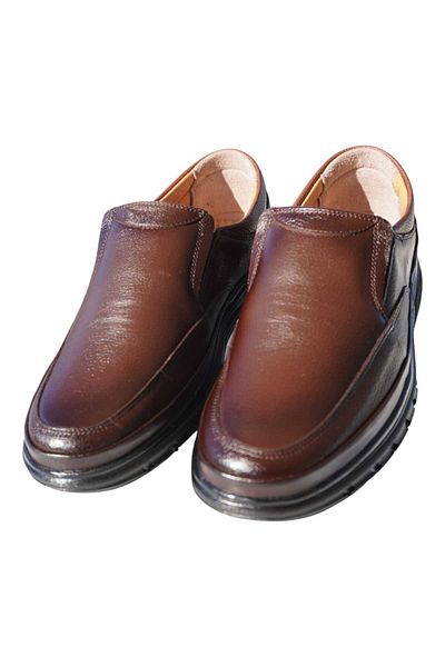 HON'S Men's Genuine Leather Lace-Up Rubber Plate Heeled Orthopedic Shoes - Size 40/47 Hsa001