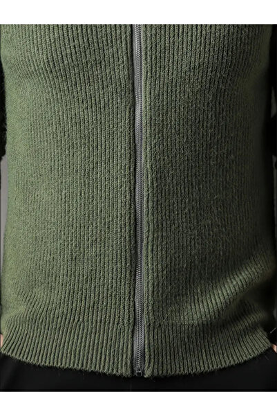 Tarz Cool Men's Stand Collar Zippered Slim Fit Knitwear Cardigan