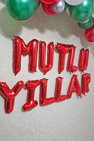 PEKSHOP Happy Birthday 2025 Balloon Set Letter and Number 2025 Christmas Balloon Ornament Set