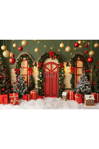 Minimalisfy Noel Baba'nın Kapısı: 200x150cm Yılbaşı Arka Plan Stüdyo Fonu