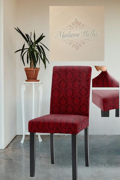 MADAME BELLA 1 τεμάχιο μπορντό ζακάρ μοτίβο σάλι υψηλής ποιότητας εύκαμπτο ελαστικό που πλένεται κάλυμμα καρέκλας χωρίς πυκνώσεις