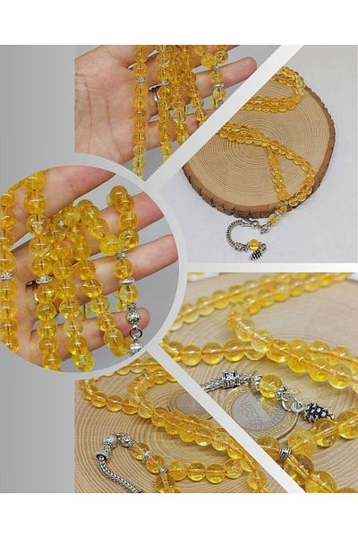 Yasamtohumu Πέτρα Citrine Dark Color 99mm Prayer Beads 8mm (4713)