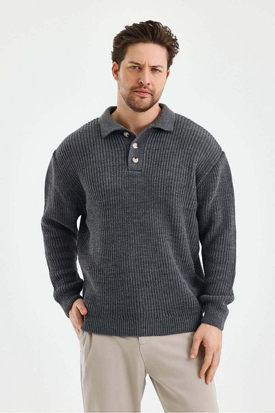 COOL TARZ Men's Buttoned Regular Polo Neck Sweater