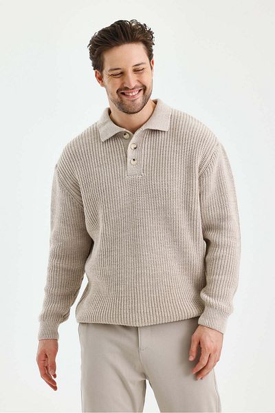 COOL TARZ Men's Buttoned Regular Polo Neck Sweater
