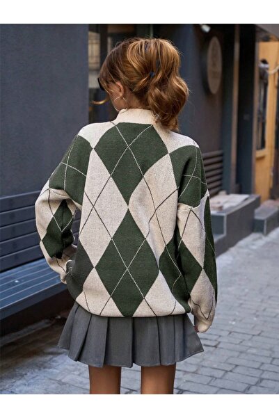 Dier Moda Γυναικείο πλεκτό πουλόβερ με μαύρη βάση με διαμάντι