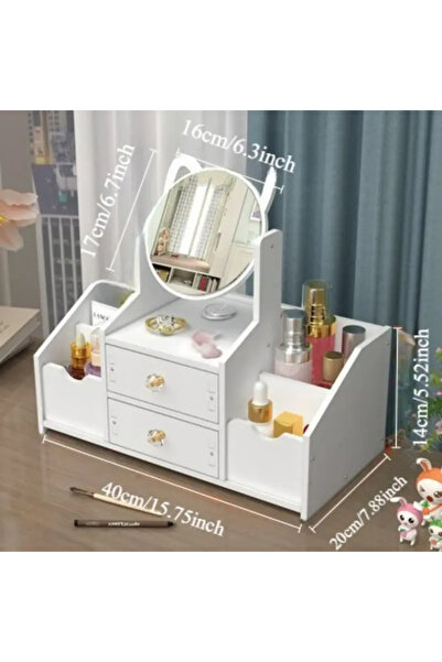 CEDAN Aynalı ve Çekmece ile Makyaj Masası, Toz Korumalı Kozmetik Depolama Kutusu