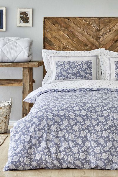 Karaca Home Set cuvertură de pilota dublu Celerina Blue 100% bumbac