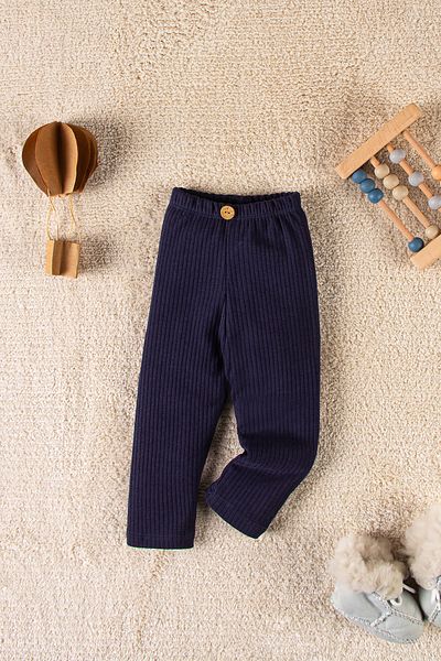 TRENDYOLKIDS Námořnická modrá Unisex dětské žebrované pletené legíny Tkdaw25Ta00007