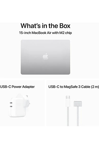 Apple 2023 MacBook Air with M2 chip: 15.3" Retina, 8GB RAM, 256GB SSD, Silver, Arabic/English