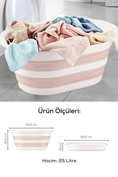 Vienev 25 Litre Katlanır Çamaşır Sepeti Pembe