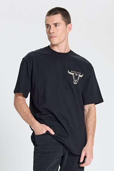 WRANGLER Loose Fit Relaxed Cut Crew Neck 100% Cotton Black T-Shirt