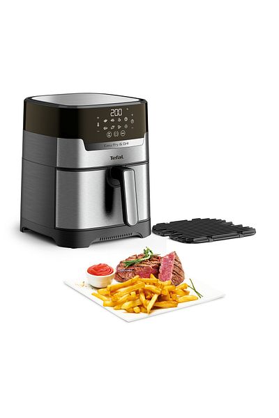 TEFAL مقلاة وشواية رقمية سهلة 2 في 1 - مقلاة هوائية + شواية