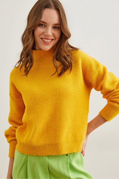 Olalook Yellow Beard Knitwear Sweater - Stand Collar, Soft Texture Kzk- 19000859