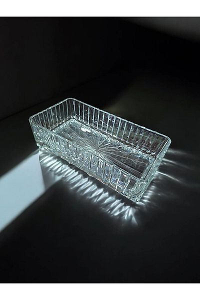 AYZ HOME Pasabahce Cut Crystal Glass Baton Rectangular Presentation Bowl - Salad Bowl