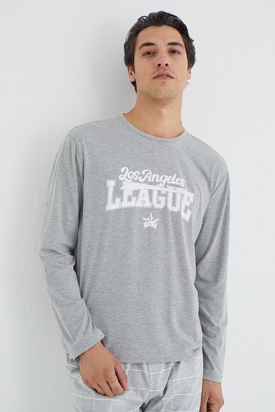 Trendyol Collection Pletená pyžamová souprava v šedém střihu Regular Fit Tmnaw25Pt00063