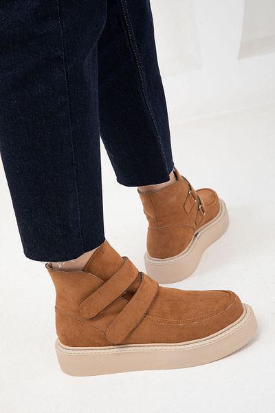 SOHO Tan Suede Γυναικείες Μπότες - 20092 Model Bootie