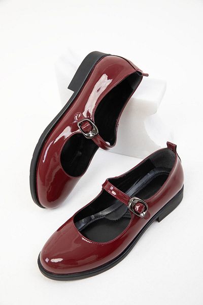 SOHO Claret Red Patent Leather Women's Loafer Shoes 20090