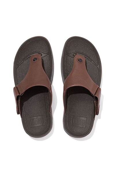 Fitflop Trakk Ii - Cappuccino Embossed-Leather Toe-Post Sandals